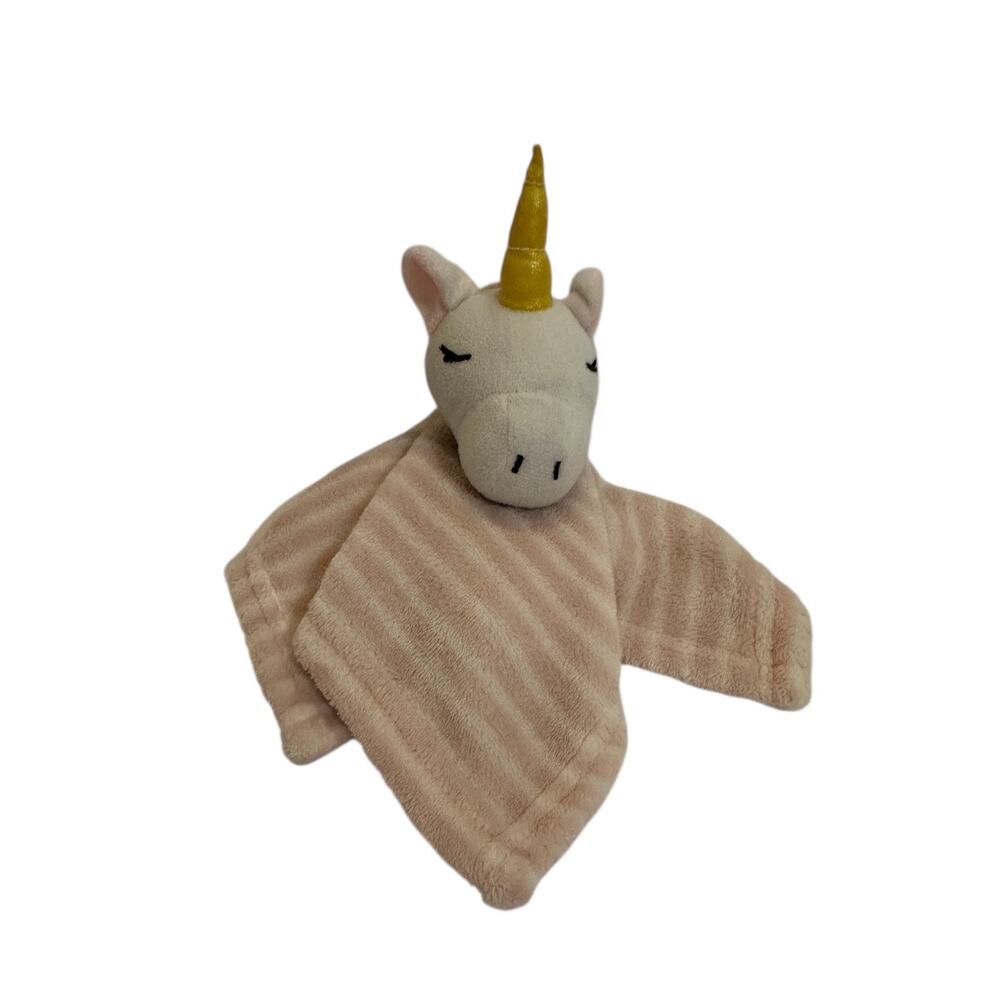 Azzure Home Lila & Jack Unicorn Pink Stripe Lovey Baby Blankie Toy Baby White